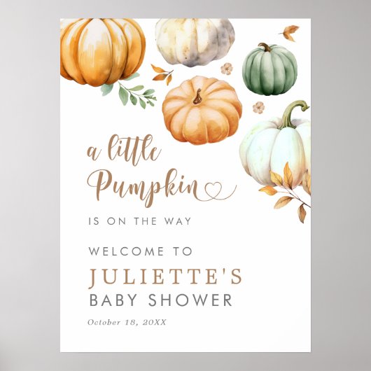 Poster Un Petit Citrouille Automne Baby shower D'Automne (Devant)