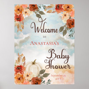 Poster Un Petit Citrouille   Floral Girl Baby shower Bien