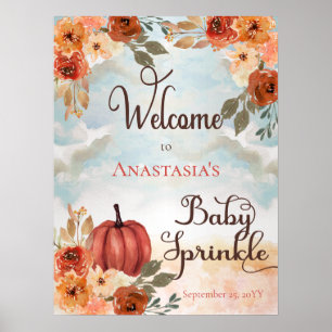 Poster Un Petit Citrouille Floral Girl Baby Sprinkl Bienv