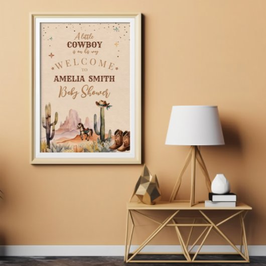 Poster Un Petit Cowboy Garçon Far West Bébé Shower