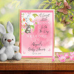 Poster Un Petit Lapin Doux Est En Chemin De Baby shower<br><div class="desc">"A Sweet Little Bunny Is On The Way" rose fille baby shower design composite par Holiday Hearts Designs.</div>