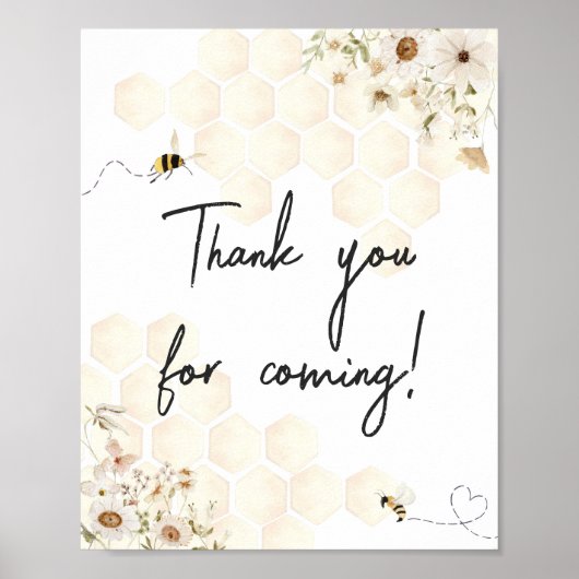 Poster Un petit Merci d'abeille au miel pour venir (Devant)