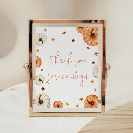 Poster Un petit Merci de Baby shower Citrouille pour veni