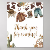 Poster Un petit Merci de Baby shower cowboy à venir (Devant)