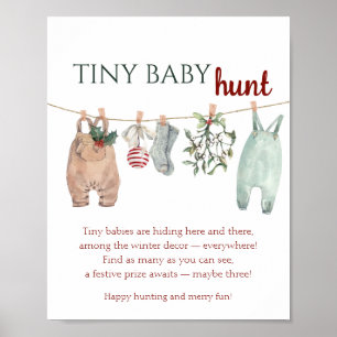 Poster Un petit Noël joyeux vêtements BÉBÉ MINUSCULE chas