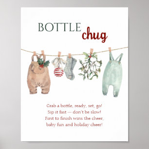 Poster Un petit Noël joyeux, vêtements, bouteille, chug