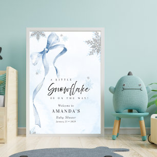 Poster Un petit nœud pailleté bleu flocon de neige Baby S