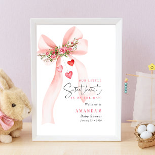 Poster Un petit noeud rose Saint Valentin Baby shower