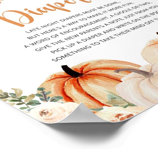 Poster Un petit panneau de Baby shower Citrouille (Coin)