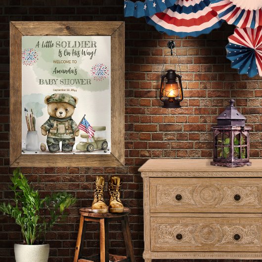 Poster Un Petit Soldat Boy Teddy Bear Baby shower