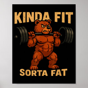 Poster Un peu en forme assez gros ours de dessin animé fo