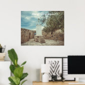 Poster Un phare blanc et un olivier (Bureau à domicile)