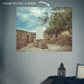 Poster Un phare blanc et un olivier