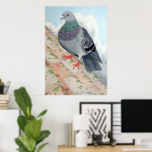 Poster Un pigeon repose sur le toit (Bureau à domicile)