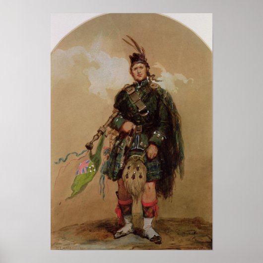 Poster Un piper des 79e Highlanders à Chobham (Devant)