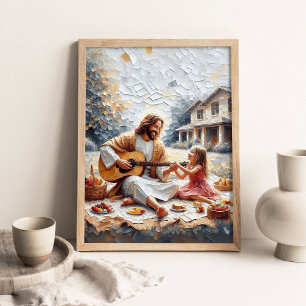 Poster Un pique-nique ensemble, Art chrétien, Jésus et fi