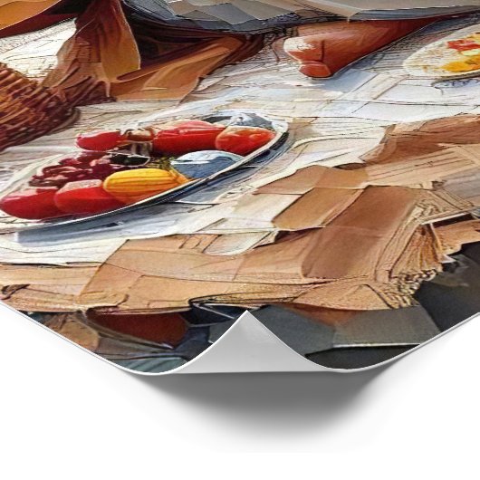 Poster Un pique-nique ensemble, art chrétien, Jésus et Fi (Coin)