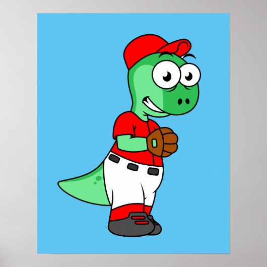 Poster Un Pitcher De Baseball Pachycephalosaurus. (Devant)