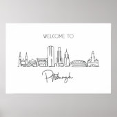 Poster Un Plan En Ligne Continu De Pittsburgh Skyline (Devant)