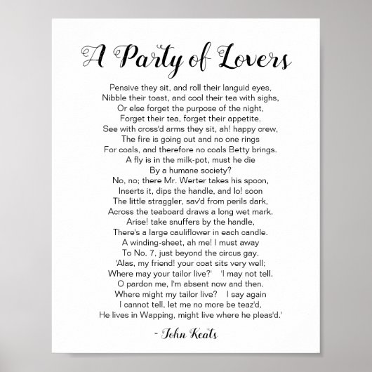Poster Un poème de Party of Lovers de John Keats (Devant)