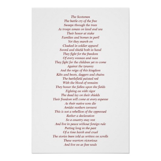 Poster Un poème original sur les guerriers écossais (Devant)