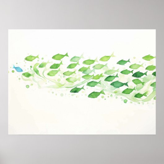 Poster Un poisson bleu vert (Devant)