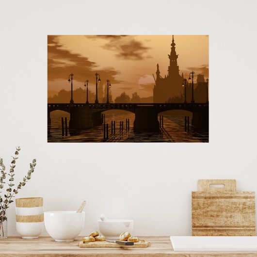 Poster Un pont à Amsterdam (Cuisine)