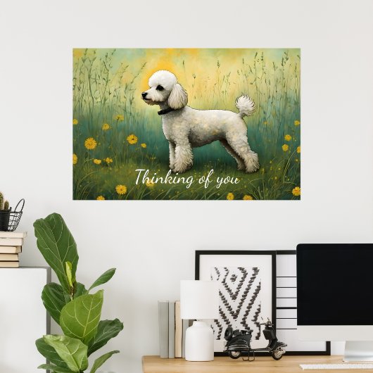 Poster Un Poodle Adorable Dans L'Ombre Pensant De Vous (Bureau à domicile)