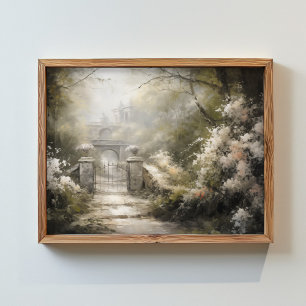 Poster un portail dans une forêt avec des fleurs