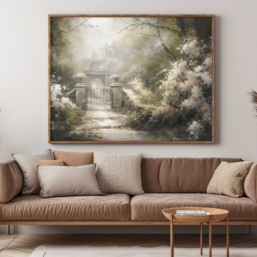 Poster un portail dans une forêt avec des fleurs