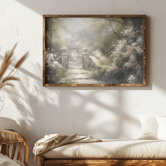 Poster un portail dans une forêt avec des fleurs