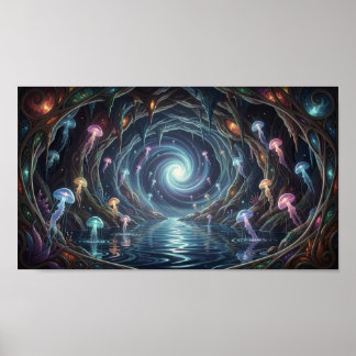 Poster Un portail mystique scintillant dans une mer caché