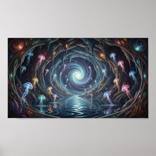 Poster Un portail mystique scintillant dans une mer caché (Devant)