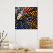 Poster Un Portrait Abstrait De La Femme Avec Arrogance (Cuisine)