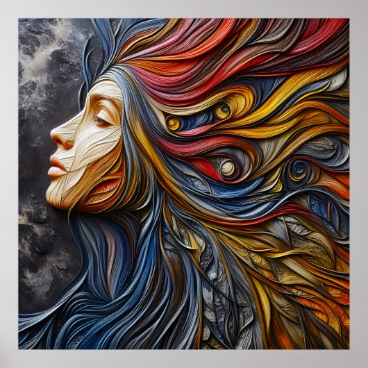 Poster Un Portrait Abstrait De La Femme Avec Arrogance (Devant)