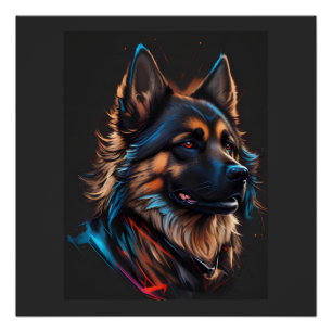 Poster Un portrait d'un chien berger allemand  