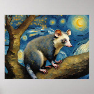 Poster Un Possum dans la nuit étoilée