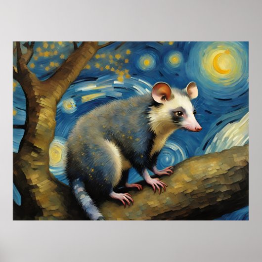 Poster Un Possum dans la nuit étoilée (Devant)
