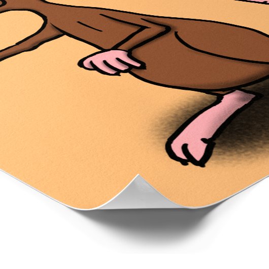 Poster Un rat brun mignon pouce vers le haut dessin animé (Coin)