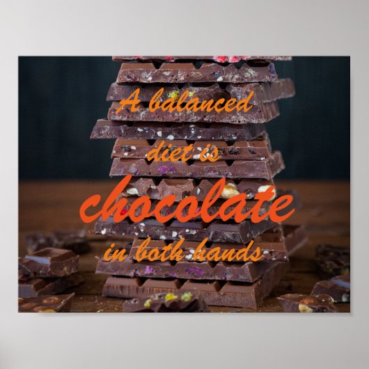 Poster Un régime équilibré est le chocolat dans les deux  (Devant)