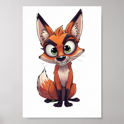 Poster Un renard avec air intéressé (Devant)