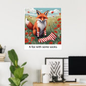 Poster Un Renard Avec Quelques Chaussettes - Imprimer (Bureau à domicile)