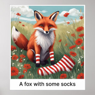 Poster Un Renard Avec Quelques Chaussettes - Imprimer