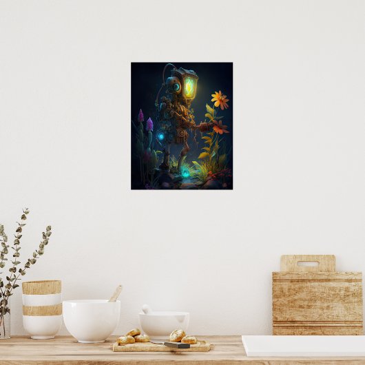 Poster Un robot regarde les fleurs (Cuisine)