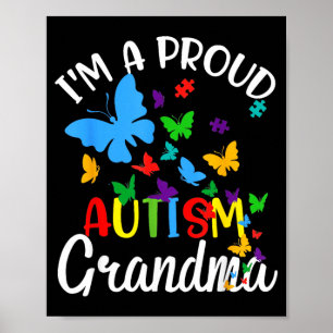 Poster Un ruban papillon de puzzle de grand-mère autiste