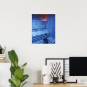 Poster Un sauna bleu clair, Suède. (Bureau à domicile)