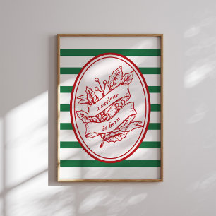 Poster Un Sauveur Est Né Red Holly Banner Noël