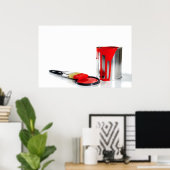 Poster un seau à peinture rouge et une brosse (Bureau à domicile)