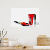 Poster un seau à peinture rouge et une brosse (Cuisine)