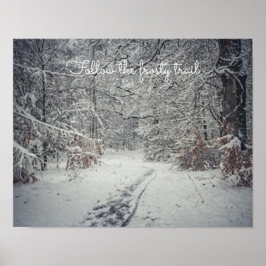 Poster Un sentier enneigé à travers une forêt d'hiver (Devant)